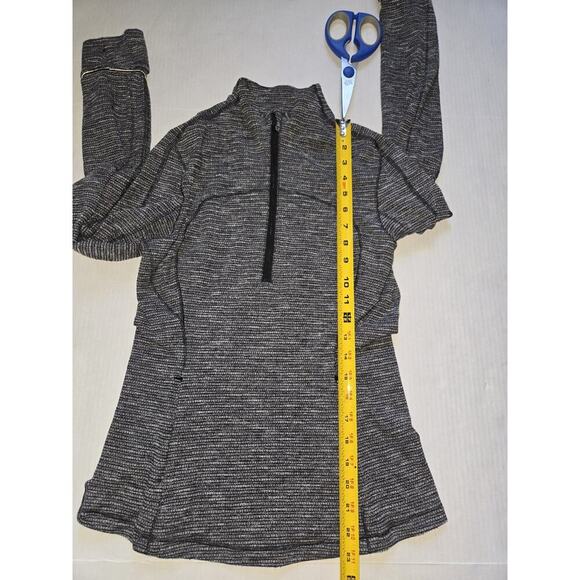 Lululemon Women Run Briskly 1/2 Zip Activewear Top Coco Pique Black White Size 6 - Picture 10 of 12